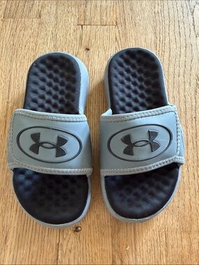 Under Armour Ignite Pro 8 Slide Sandals Gray Black Memory Foam Size 12